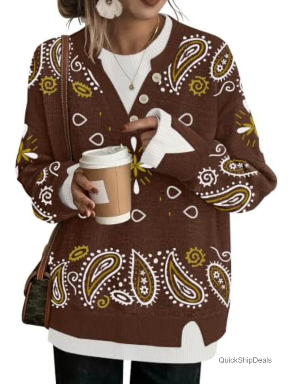 Oversized Knit Pullover Sweater Crew Neck Drop Shoulder Women's Fall Winter